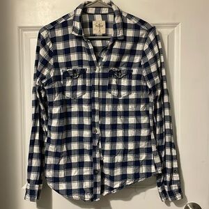 Hollister Blue Checkered Flannel
